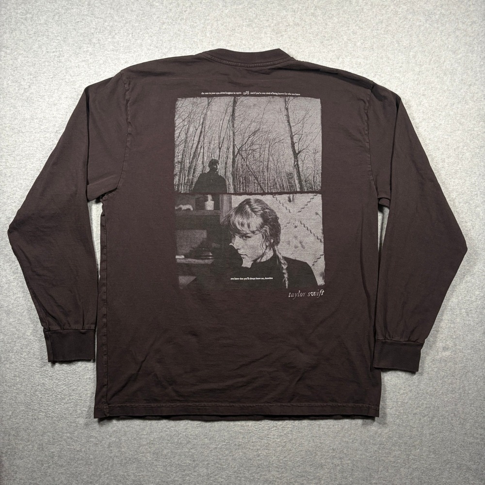 Taylor Swift Evermore Graphic Shirt Unisex XL Brown Long Sleeve Dorothea Merch